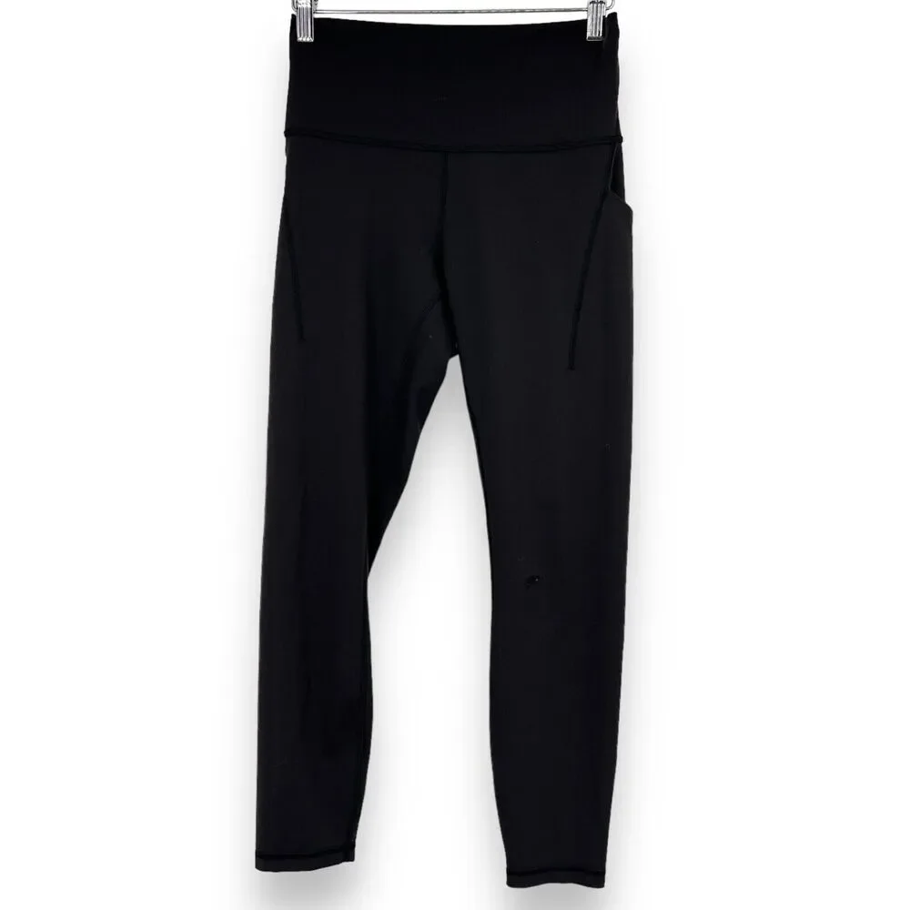 Lululemon Wunder Train Leggings Women's 8 Black Pockets Flawed